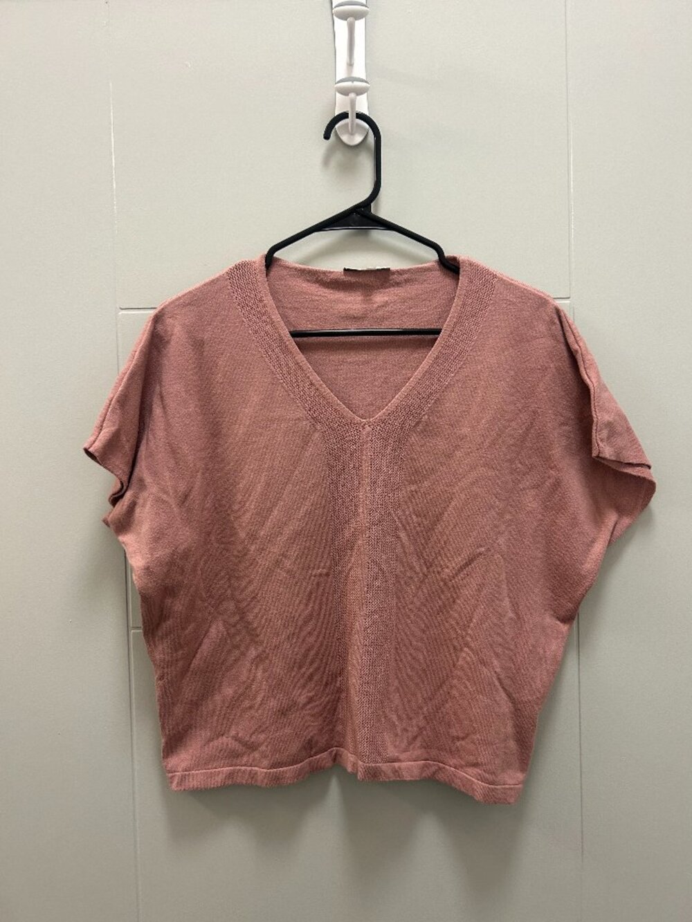 *Vila Milano Dusty Pink Knit Short Sleeve Top Size Large Oversized Casual